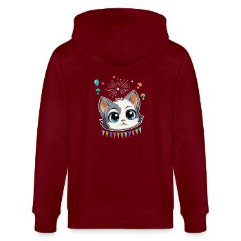 Geburtstag Party Feier Design - Süsse Katze - Stanley/Stella Unisex Bio-Kapuzenjacke CULTIVATOR  - Burgunderrot - Hinten - Anna (173cm)