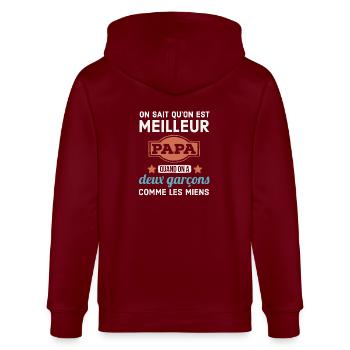 Père de deux garçons - Veste à capuche bio CULTIVATOR Stanley/Stella Unisexe - bordeaux - Dos - Anna (173cm)