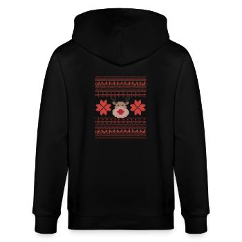Weihnachtspixel mit Weihnachtsrentieren - Stanley/Stella Unisex Bio-Kapuzenjacke CULTIVATOR  - Schwarz - Hinten - Anna (173cm)