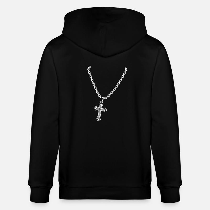 Collier avec croix - Veste à capuche bio CULTIVATOR Stanley/Stella Unisexe - noir