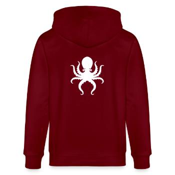 Oktopus - Stanley/Stella Unisex Bio-Kapuzenjacke CULTIVATOR  - Burgunderrot - Hinten - Anna (173cm)