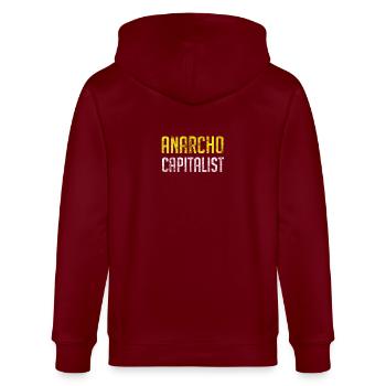 Anarcho Capitalist Libertarian Anarchist - Stanley/Stella CULTIVATOR  Unisex Organic Hooded Jacket - burgundy - Back - Anna (173cm)
