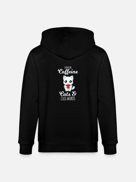 Cats - Coffee - Swearing - Gift - Stanley/Stella CULTIVATOR Unisex Organic Hooded Jacket - black
