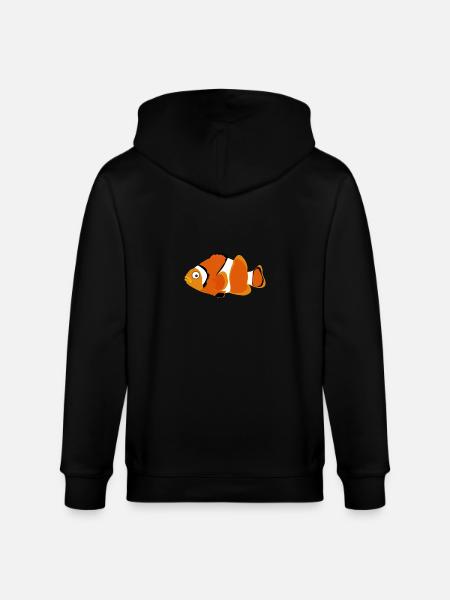 Cute Funny Cute Fish Comic Drawing T-Shirt - Stanley/Stella CULTIVATOR Unisex Organic Hooded Jacket - black