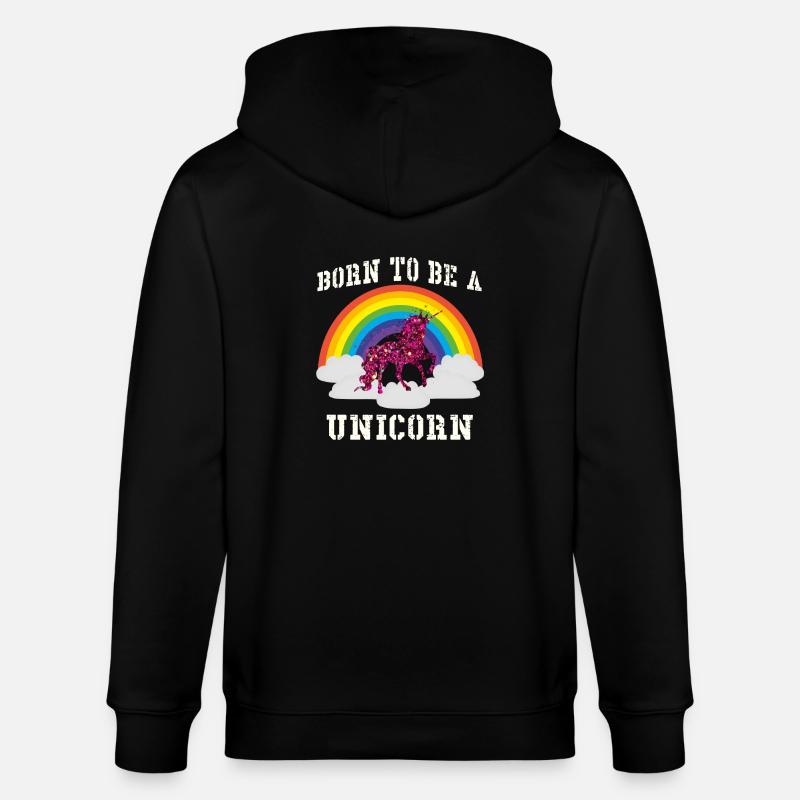 Regenbogen Einhorn - Stanley/Stella Unisex Bio-Kapuzenjacke CULTIVATOR  - Schwarz