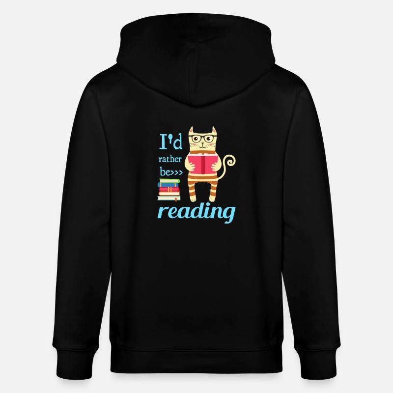 I would rather read - Stanley/Stella CULTIVATOR Unisex Organic Hooded Jacket - black