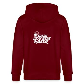 bière vous étiez irlandais - le jour de St Patrick - Blanc - Veste à capuche bio CULTIVATOR Stanley/Stella Unisexe - bordeaux - Dos - Anna (173cm)