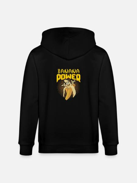 Banana Power white - Stanley/Stella CULTIVATOR  Unisex Organic Hooded Jacket - black