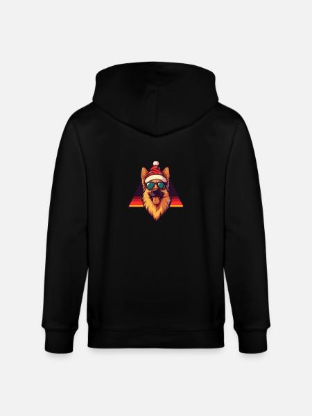 German Shepherd Dog Christmas Cool - Stanley/Stella CULTIVATOR Unisex Organic Hooded Jacket - black