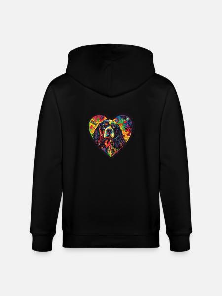 Cocker Spaniel Dog Heart Love - Stanley/Stella CULTIVATOR  Unisex Organic Hooded Jacket - black