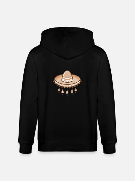 Minimalist Sombrero Illustration - Stanley/Stella CULTIVATOR  Unisex Organic Hooded Jacket - black