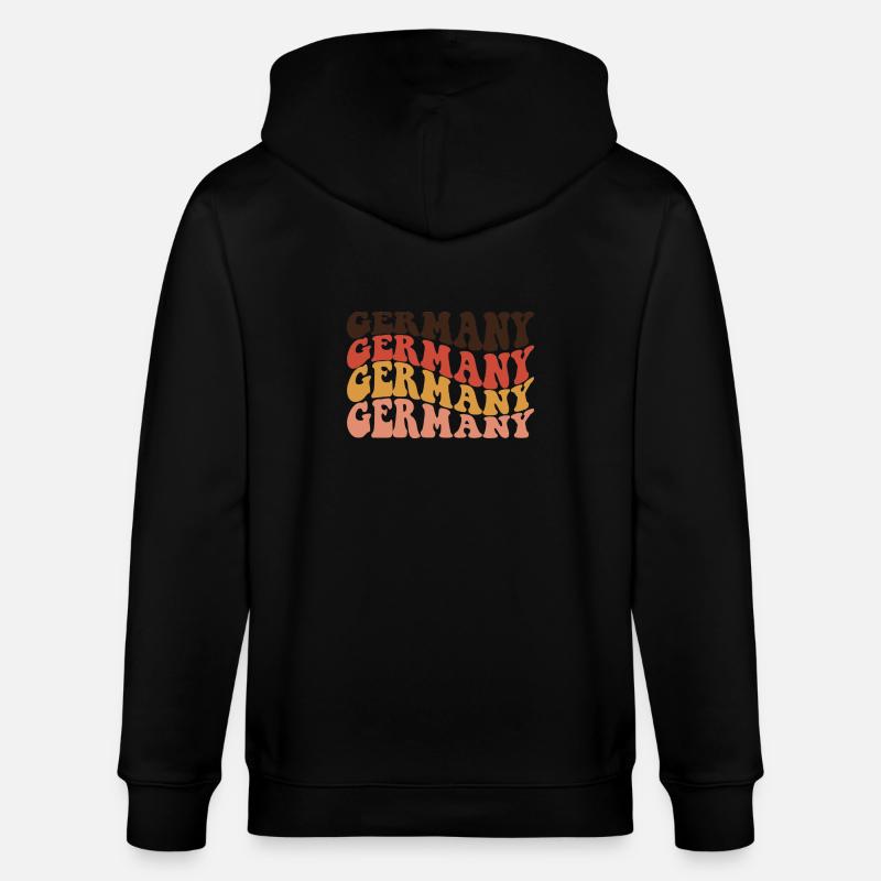 Germany Retro Text Layers - Stanley/Stella CULTIVATOR  Unisex Organic Hooded Jacket - black