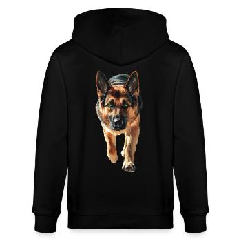 Deutscher Schäferhund - Stanley/Stella Unisex Bio-Kapuzenjacke CULTIVATOR  - Schwarz - Hinten - Anna (173cm)