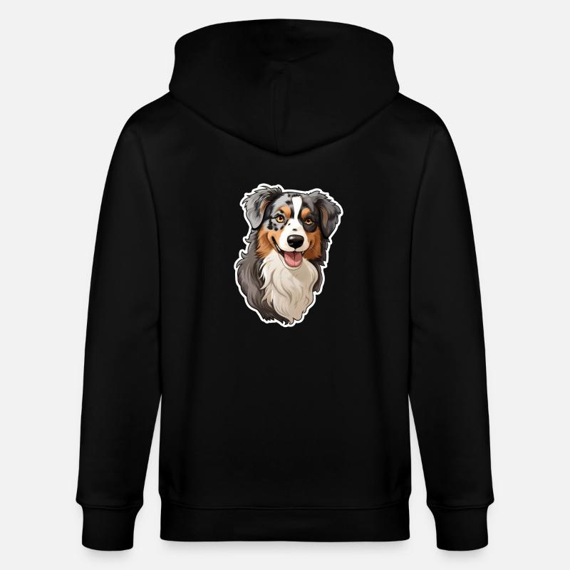 Australian Shephard - Stanley/Stella Unisex Bio-Kapuzenjacke CULTIVATOR  - Schwarz