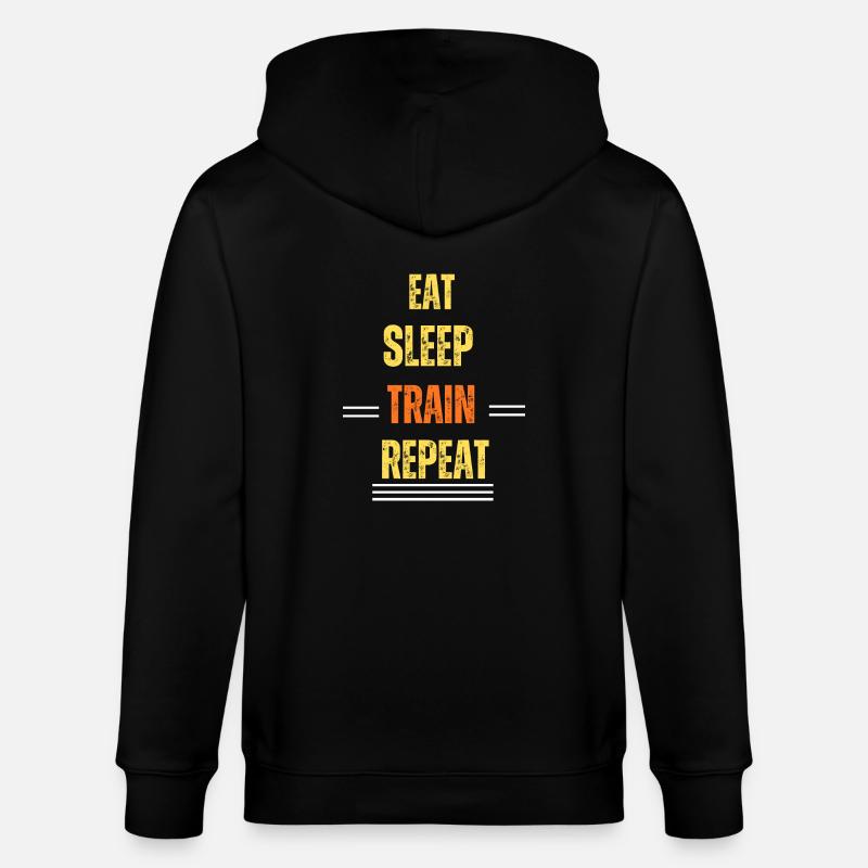 Eat Sleep Train Repeat - Stanley/Stella Unisex Bio-Kapuzenjacke CULTIVATOR  - Schwarz