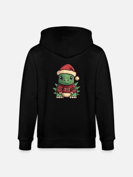 Dinosaur stegosaurus Christmas - Stanley/Stella CULTIVATOR Unisex Organic Hooded Jacket - black