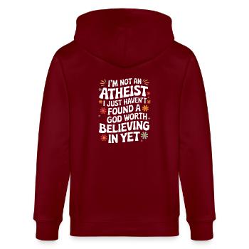 Atheismus Atheist Anti-Religion Agnostiker - Stanley/Stella Unisex Bio-Kapuzenjacke CULTIVATOR  - Burgunderrot - Hinten - Anna (173cm)