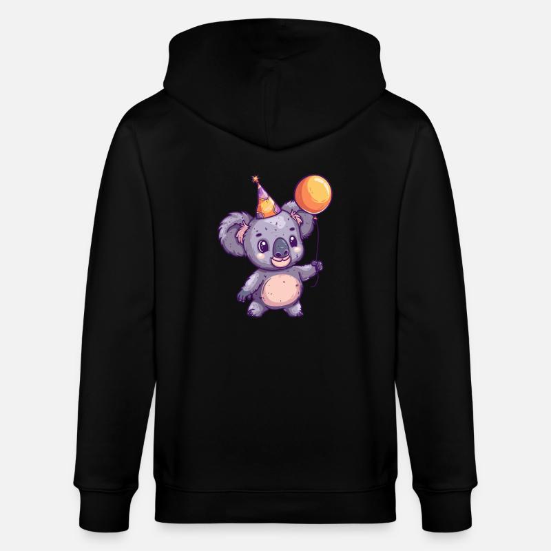 Koala Anniversaire Bande Dessinée Mignon - Veste à capuche bio CULTIVATOR Stanley/Stella Unisexe - noir