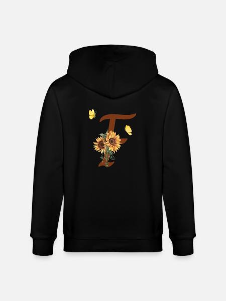 Lettre f tournesol papillon - Veste à capuche bio CULTIVATOR Stanley/Stella Unisexe - noir