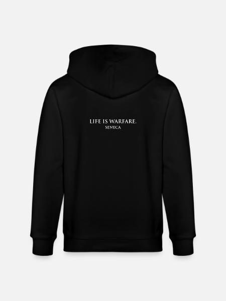 Seneca Warrior: Life is Warfare - Stanley/Stella CULTIVATOR Unisex Organic Hooded Jacket - black