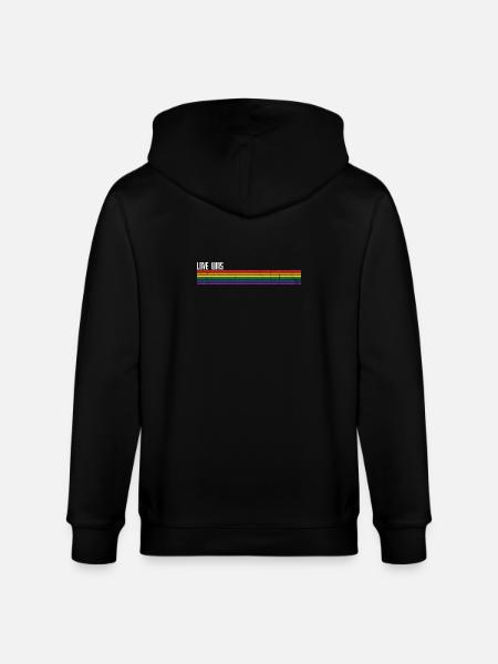 Rainbow Stripes Pride Overlay - Stanley/Stella CULTIVATOR  Unisex Organic Hooded Jacket - black