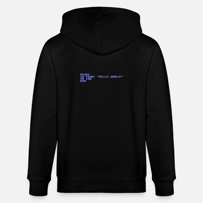 Retro Pixel Hello World - Stanley/Stella Unisex Bio-Kapuzenjacke CULTIVATOR  - Schwarz