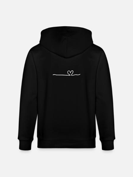 Heart Line White - Stanley/Stella CULTIVATOR Unisex Organic Hooded Jacket - black