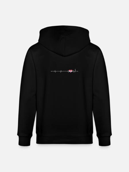 Croatian Heartbeat Flag - Stanley/Stella CULTIVATOR Unisex Organic Hooded Jacket - black