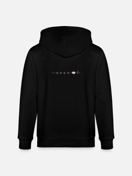 Blue Accent Heartbeat Line - Stanley/Stella CULTIVATOR Unisex Organic Hooded Jacket - black