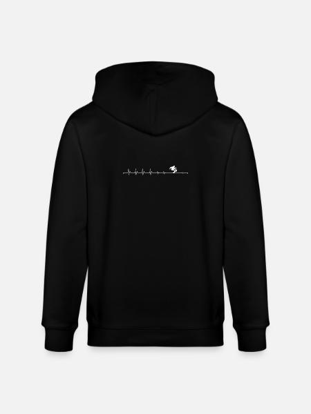 Heartbeat Line with Tiny Heart - Stanley/Stella CULTIVATOR Unisex Organic Hooded Jacket - black