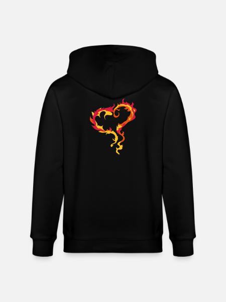Heart of Flames - Stanley/Stella CULTIVATOR  Unisex Organic Hooded Jacket - black