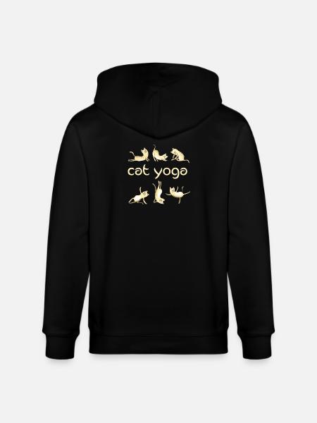 yoga cats kitkat kitty yogi fun meditation gym l - Stanley/Stella CULTIVATOR  Unisex Organic Hooded Jacket - black