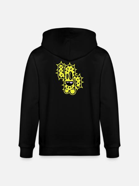 cactus high five comic - Stanley/Stella CULTIVATOR  Unisex Organic Hooded Jacket - black