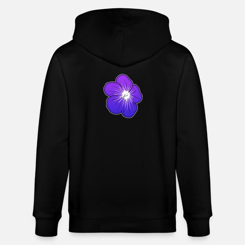 Violette Blütenillustration mit leuchtender Mitte - Stanley/Stella Unisex Bio-Kapuzenjacke CULTIVATOR - Schwarz