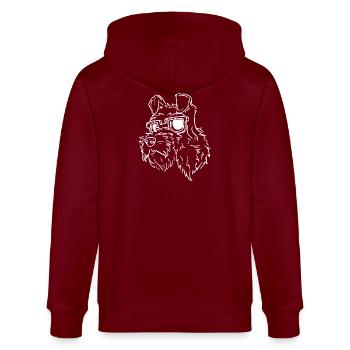 Schnauzer - Stanley/Stella Unisex Bio-Kapuzenjacke CULTIVATOR  - Burgunderrot - Hinten - Anna (173cm)
