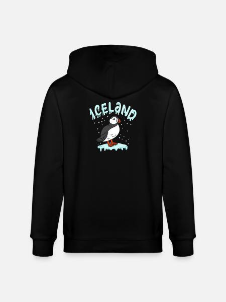 Iceland Puffins - Stanley/Stella CULTIVATOR Unisex Organic Hooded Jacket - black