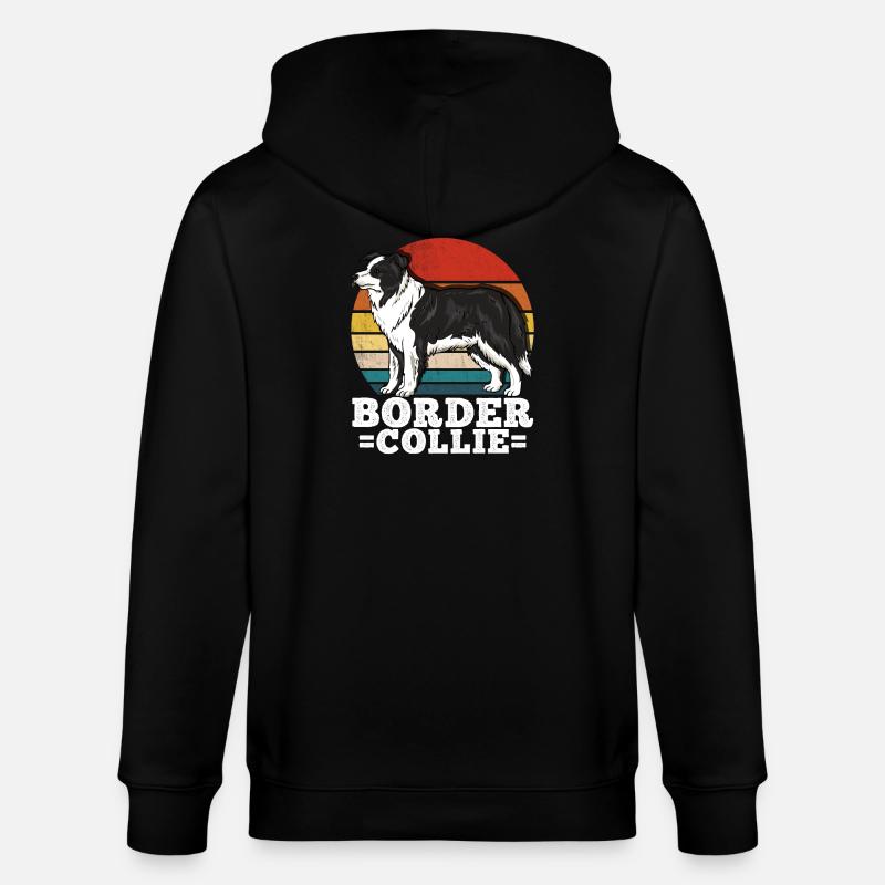 Border Collie Rétro - Veste à capuche bio CULTIVATOR Stanley/Stella Unisexe - noir