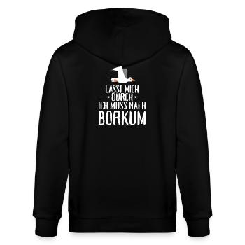 Lasst mich durch ich muss nach Borkum Möwe - Stanley/Stella Unisex Bio-Kapuzenjacke CULTIVATOR  - Schwarz - Hinten - Anna (173cm)