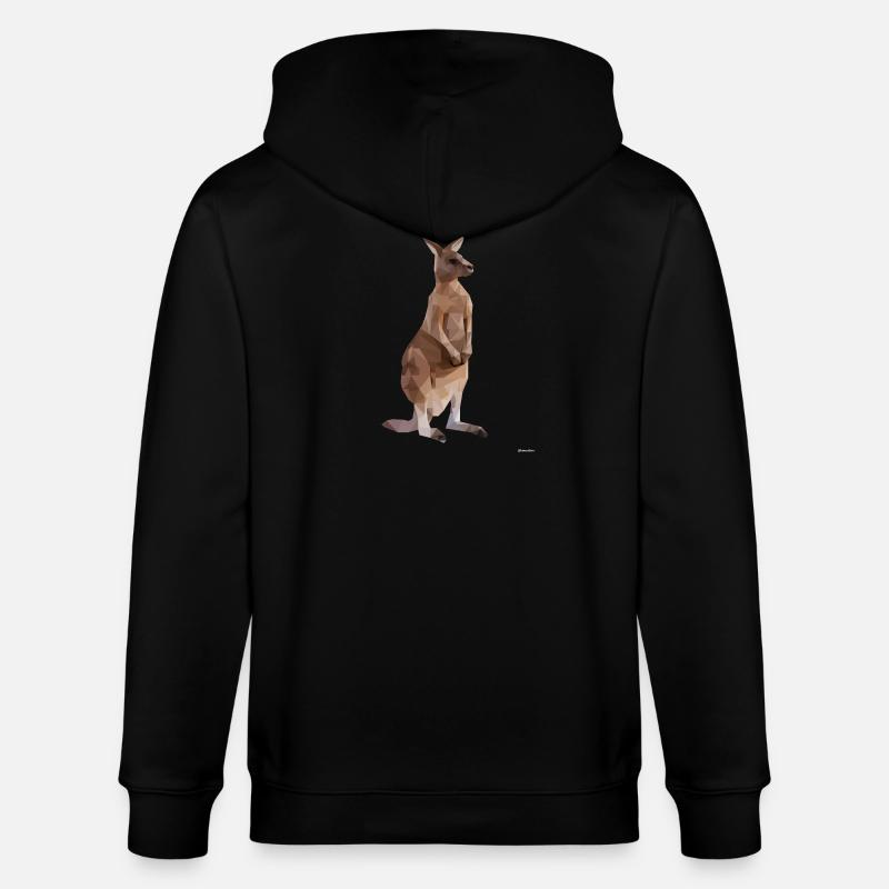 Graphique géométrique Kangaroo Low Poly - Veste à capuche bio CULTIVATOR Stanley/Stella Unisexe - noir