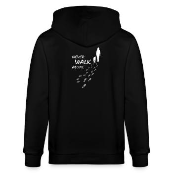Dog - NEVER WALK ALONE, Dog walk - Stanley/Stella CULTIVATOR  Unisex Organic Hooded Jacket - black - Back - Anna (173cm)