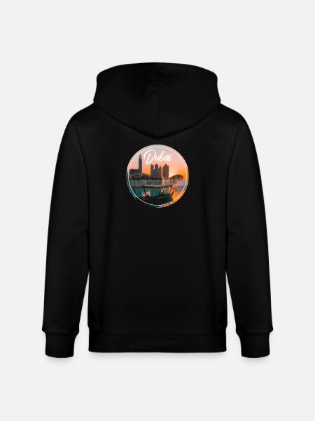 Dubai Sunset Skyline Boat - Stanley/Stella CULTIVATOR  Unisex Organic Hooded Jacket - black