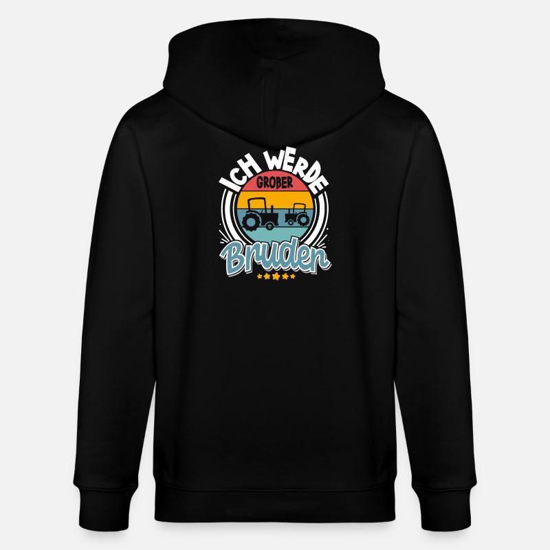 Ich Werde Großer Bruder Traktor - Stanley/Stella Unisex Bio-Kapuzenjacke CULTIVATOR  - Schwarz