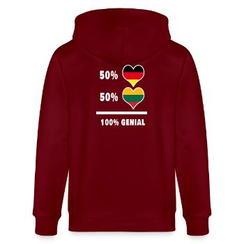 Germany and Lithuania 100% Ingenious / Gift - Stanley/Stella CULTIVATOR  Unisex Organic Hooded Jacket - burgundy - Back - Anna (173cm)