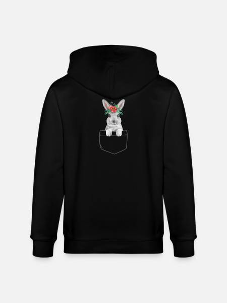 Rabbit Easter Flowers Rabbit Mom - Stanley/Stella CULTIVATOR  Unisex Organic Hooded Jacket - black