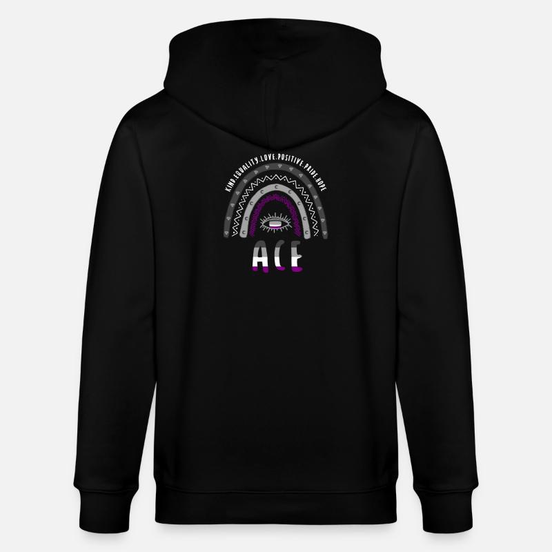 Boho Rainbow Ace Pride - Stanley/Stella CULTIVATOR Unisex Organic Hooded Jacket - black