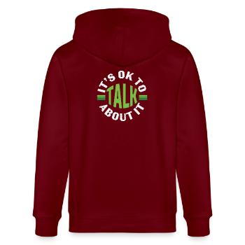 Its Ok To Talk About Mental Health - Stanley/Stella CULTIVATOR  Unisex Organic Hooded Jacket - burgundy - Back - Anna (173cm)