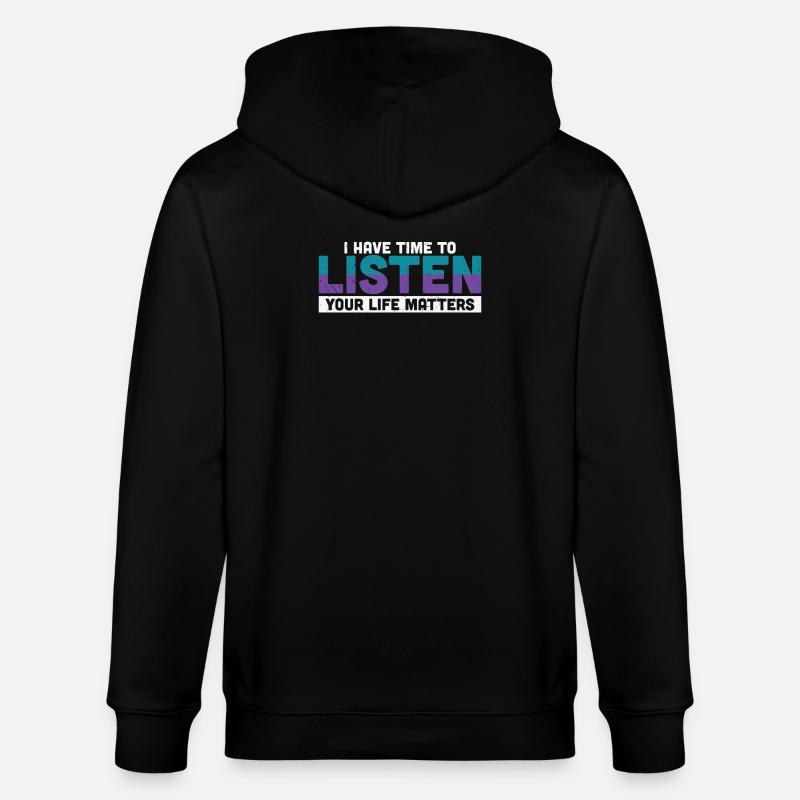 J’ai le temps d’écouter - Veste à capuche bio CULTIVATOR Stanley/Stella Unisexe - noir