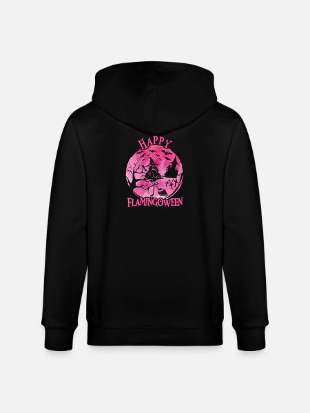 Flamingoween Flamingo With broom - Stanley/Stella CULTIVATOR Unisex Organic Hooded Jacket - black