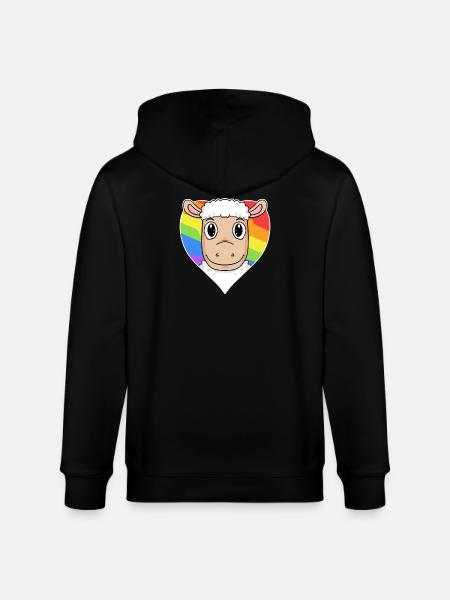 Schaf Lgbt Regenbogen Farben - Stanley/Stella Unisex Bio-Kapuzenjacke CULTIVATOR - Schwarz