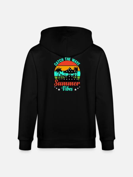 Summer Summer Catch the Wave - Stanley/Stella CULTIVATOR  Unisex Organic Hooded Jacket - black